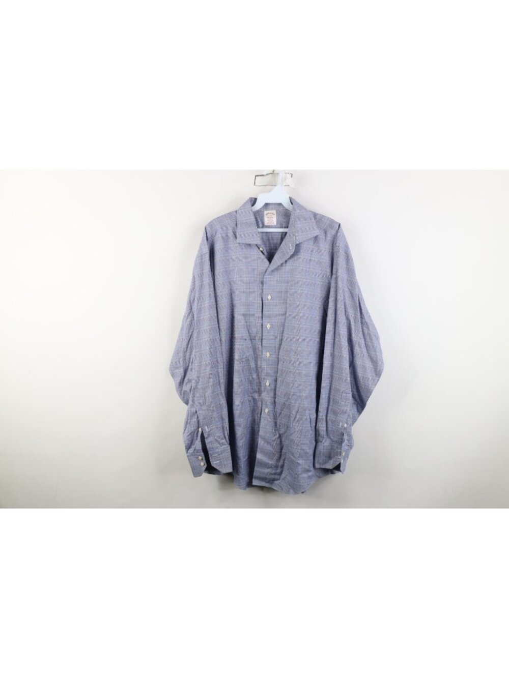 Vintage Brooks Brothers Mens 17 36 Madison Collared Button Shirt Blue Plaid
